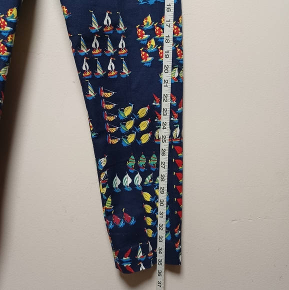 NWOT J.crew Nautical Sailboat Print Navy Blue Pleated Ankle Pants sz 00 - Picture 6 of 10